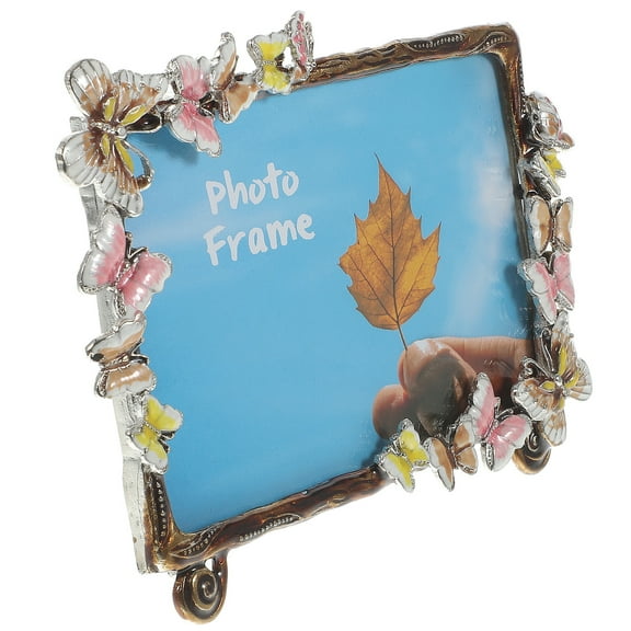6inch Butterflies Photo Frame Vintage Picture Frame Metal Desktop Picture Frame 3D Flower Photo Holder for Table Photo Display