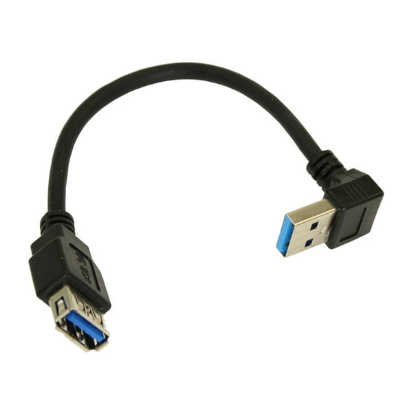 6inch DOWN-Facing USB 3.2 Gen 1 Type A Male to Type A Female Cable, Black