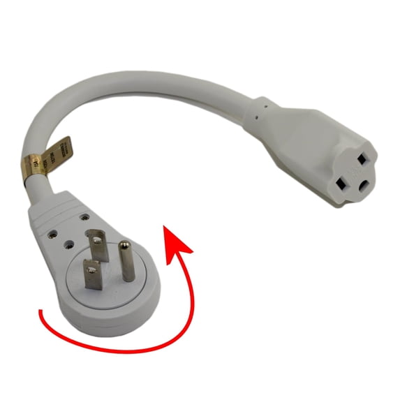 6inch Extension Cord with Flat 360 Degree Rotating Swivel Plug, White