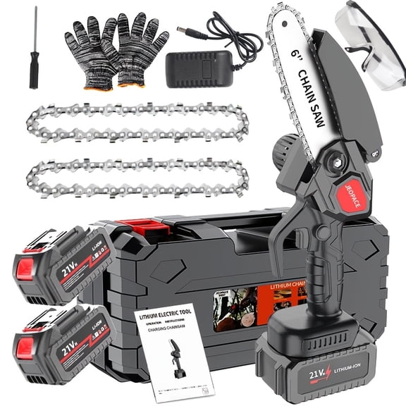 6inch Mini Handheld Cordless Chain Saw - Dual Chain High-Speed Cutting, Portable for Yard/Garden Tree Pruning, Comes with Storage Case, Ideal Gift for Fathers & Friends