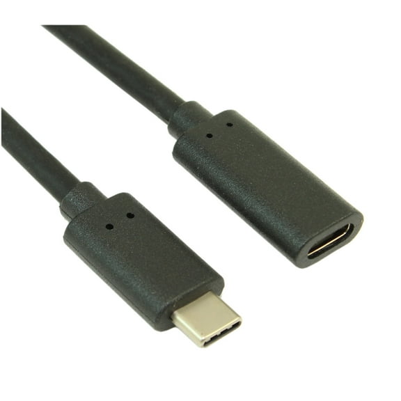 6inch USB 3.2 Gen 2 Type-C Male to Female EXTENSION Cable, 10 Gbps Black