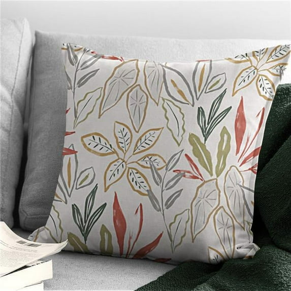 6ix Tailors 20 in. Square Fall Foliage Beige Decorative Throw Pillows