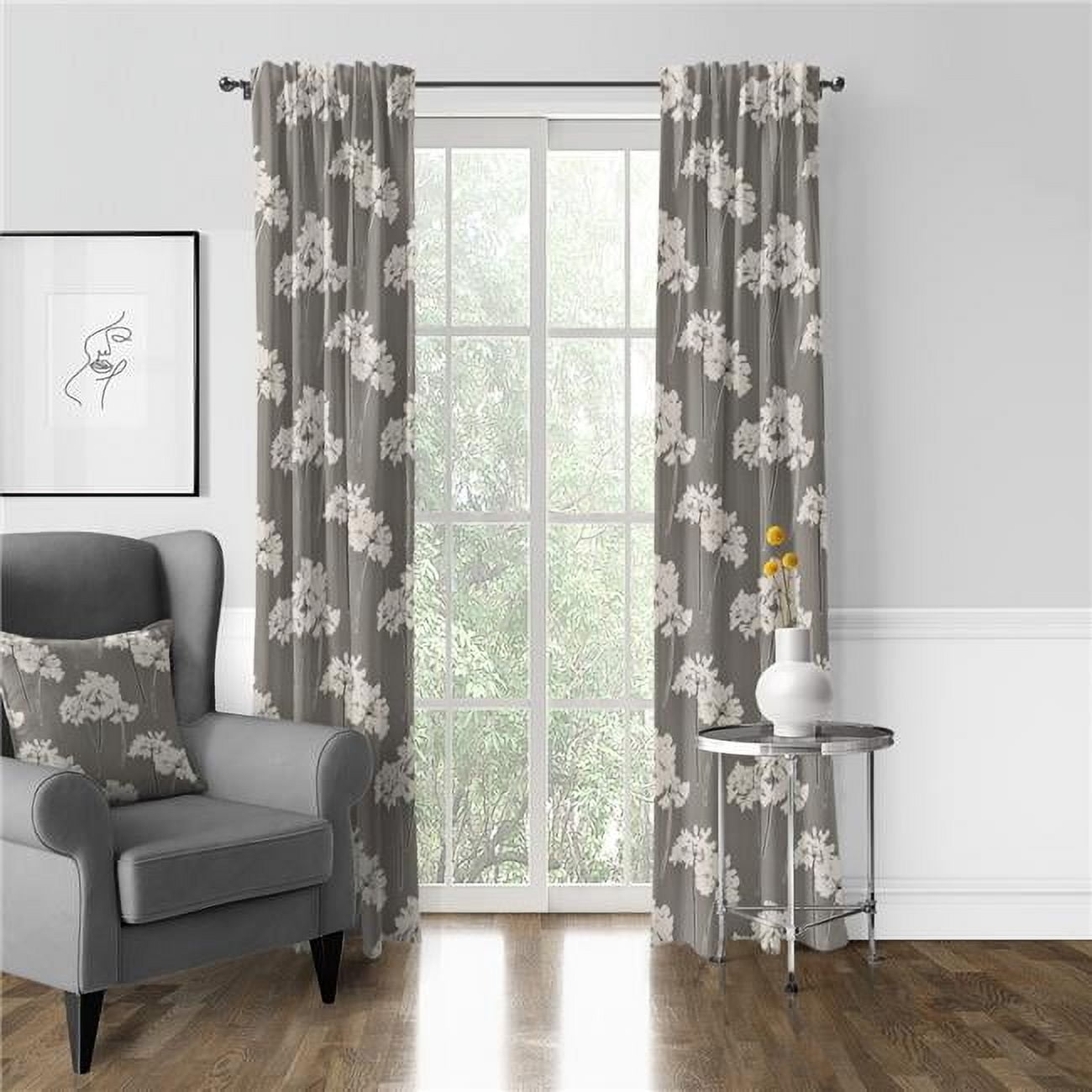 Summerfield Mocha Floral Cotton Pinch Pleat Drapery Panels 20 x 120 in