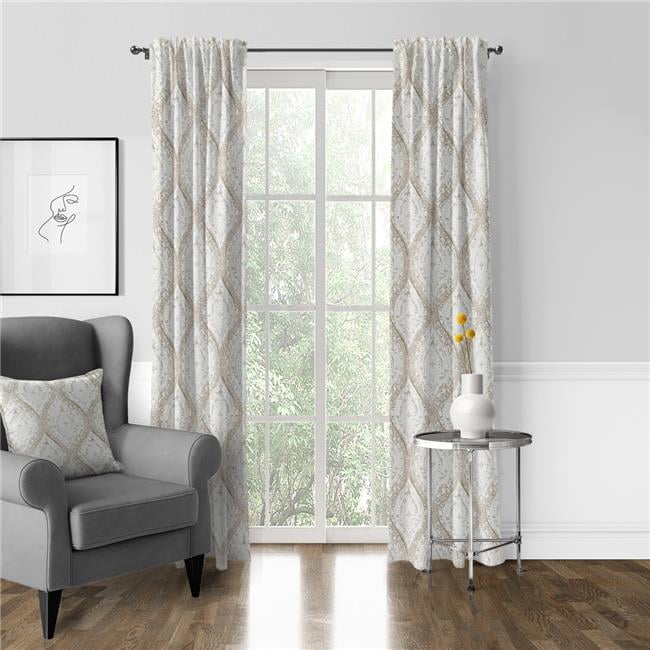 Off-White Linen Cotton Pleated Blackout Drapery Panels, 20 x 96 in