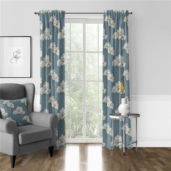 Summerfield Blue Cotton Pinch Pleat Drapery Panel Pair
