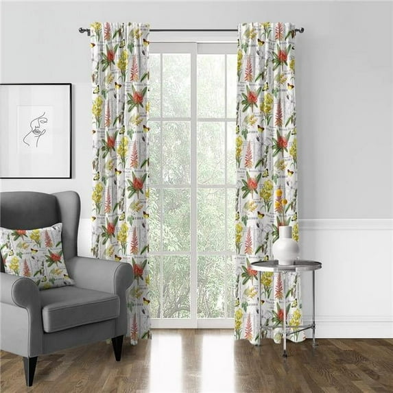 6ix Tailors  40 x 48 in. Vintage Botanicals Pinch Pleat Drapery Panel Pair, White