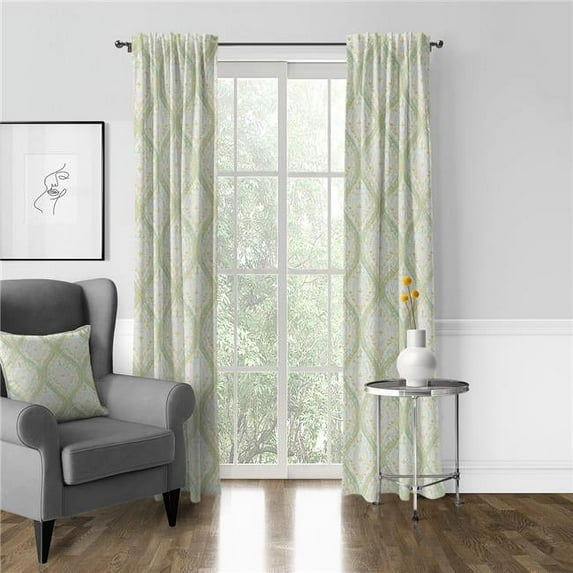 6ix Tailors CRE-AUR-GRE-PP-4096-PR 40 x 96 in. Cressida Green Tea Pinch Pleat Drapery Panel Pair