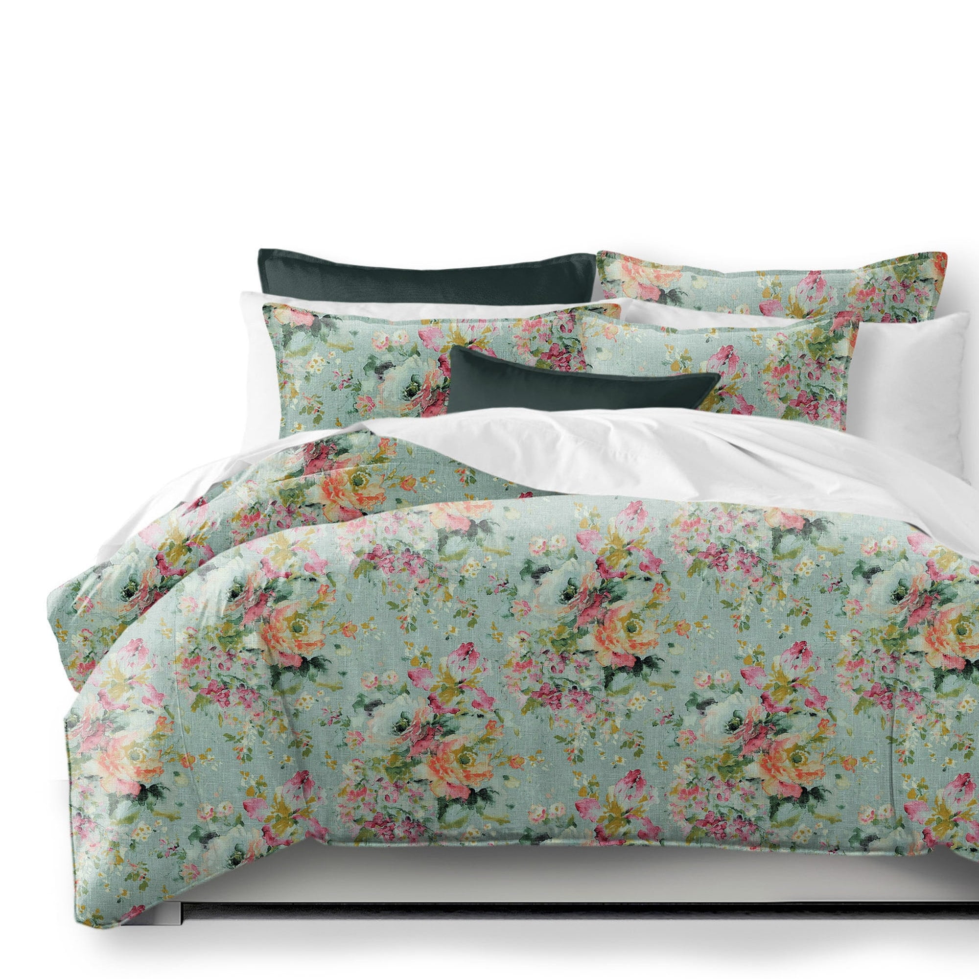 Athena Linen Floral California King Duvet Cover Set