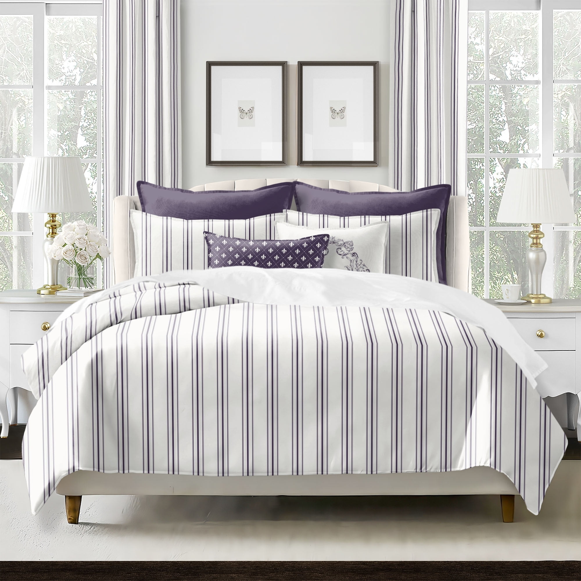 Twin Ivory Cotton Twill Reversible Duvet Cover Set