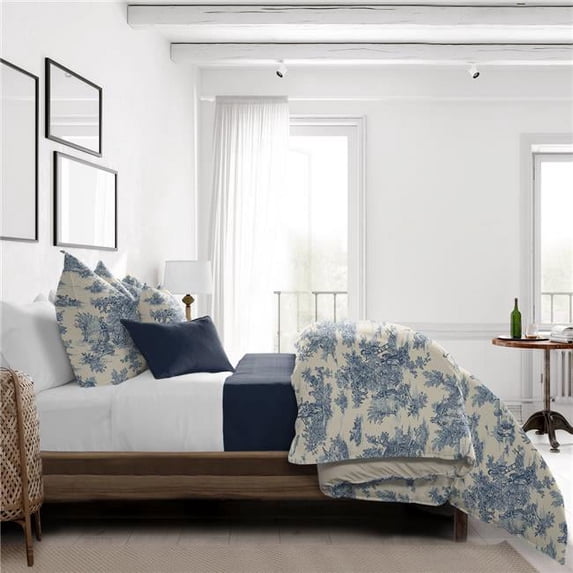 6ix Tailors Bouclair Comforter & 2 Pillow Shams Set, Blue - Full & Double Size - 3 Piece