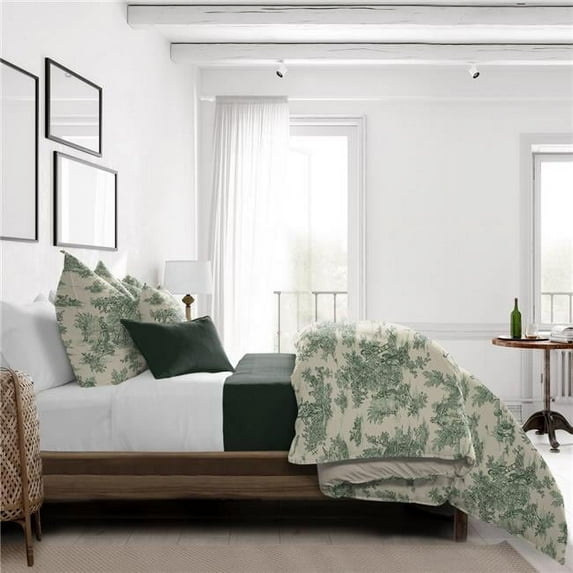 6ix Tailors Bouclair Comforter & 2 Pillow Shams Set, Green - Full & Double Size - 3 Piece