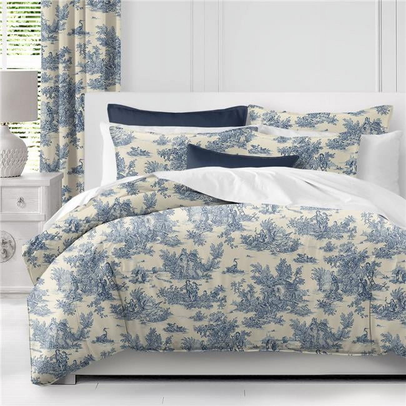 Bouclair Blue Cotton Twin Duvet Cover and Sham Set
