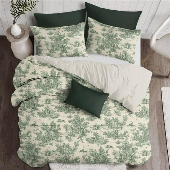 6ix Tailors  Bouclair Duvet Cover & 2 Pillow Shams Set, Green - Super King Size - 3 Piece