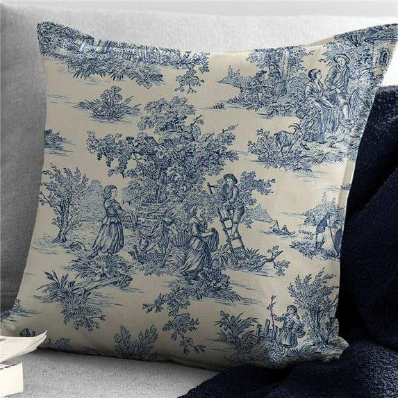 6ix Tailors Bouclair Square Decor Pillow with Feather Insert, Blue - 24 in.