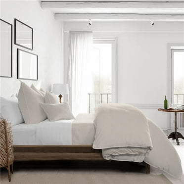 6ix Tailors  Braxton Comforter & 2 Pillow Shams Set, Natural - Super Queen Size - 3 Piece