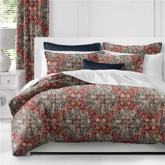 6ix Tailors Charvelle Coverlet & 2 Pillow Shams Set, Red & Blue - Full & Double Size - 3 Piece
