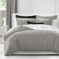 6ix Tailors Cruz Ticking Stripes Coverlet & 2 Pillow Shams Set, Black & Linen - Queen Size - 3 Piece