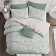 thumbnail image 1 of 6ix Tailors  Damaskus Linen Duvet Cover & 2 Pillow Shams Set, Mist - King Size - 3 Piece, 1 of 1