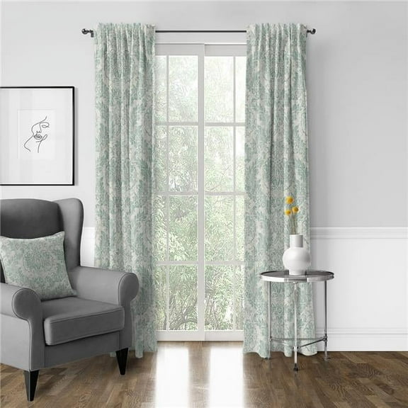 6ix Tailors  Damaskus Linen Pole Top Drapery Panel, Mist - 50 x 96 in. - Pack of 2