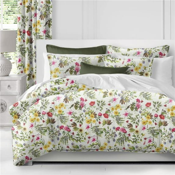 6ix Tailors Destiny Coverlet & 2 Pillow Shams Set, White, Multi Color & Floral - Super Queen Size - 3 Piece