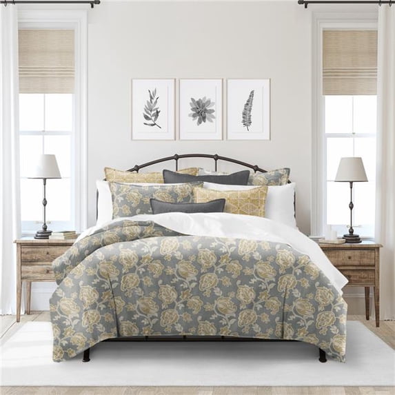 6ix Tailors Golden Bloom Barley Full & Double Duvet Cover & 2 Pillow Shams Set - 3 Piece