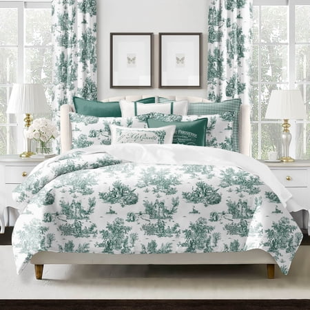 6ix Tailors JardinDuJouy Toile Evergreen 8Piece Comforter Designer Set Oversized King