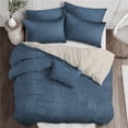 thumbnail image 1 of 6ix Tailors  Juno Velvet Duvet Cover & 2 Pillow Shams Set, Bluebell - Super Queen Size - 3 Piece, 1 of 1