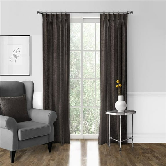 6ix Tailors Juno Velvet Pinch Pleat Drapery Panel, Chocolate - 40 x 120 in. - Pack of 2