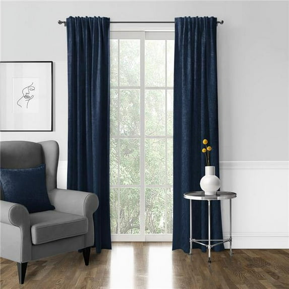 6ix Tailors Juno Velvet Pole Top Drapery Panel, Navy - 50 x 108 in. - Pack of 2