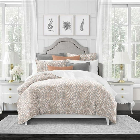 6ix Tailors LGT-PRA-CVT-SQ-5PC Square Laight Prairie Peach Super Queen Size Coverlet & 2 Pillow Shams Set - 5 Piece