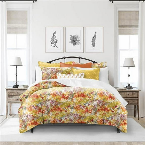 6ix Tailors Lantana Coverlet & 2 Pillow Shams Set, Orange - Super Queen Size - 3 Piece
