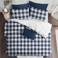 thumbnail image 1 of 6ix Tailors  Lumberjack Check Duvet Cover & 2 Pillow Shams Set, Indigo & White - Super King Size - 3 Piece, 1 of 1