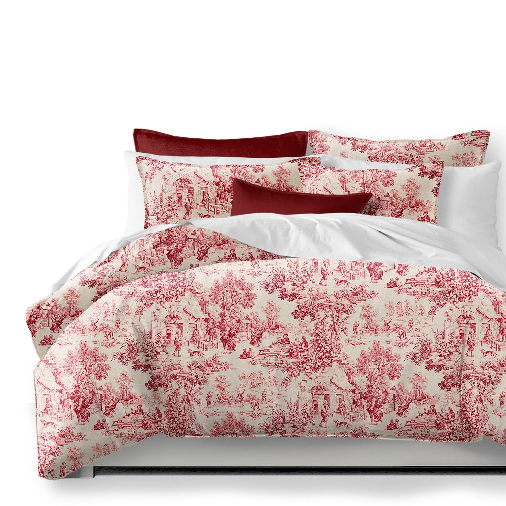 Maison Toile Red and Ivory Cotton Coverlet Set Full
