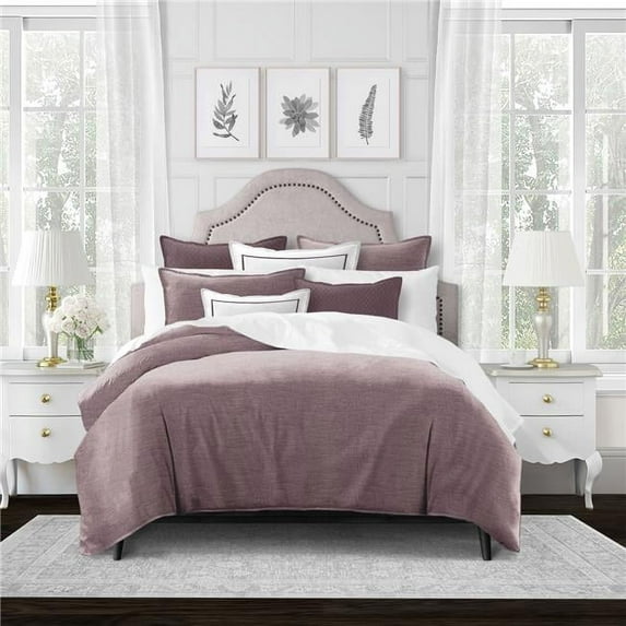 6ix Tailors NUH-PLU-CVT-CK-5PC Nuha Plum California King Size Coverlet & 2 Pillow Shams Set - 5 Piece