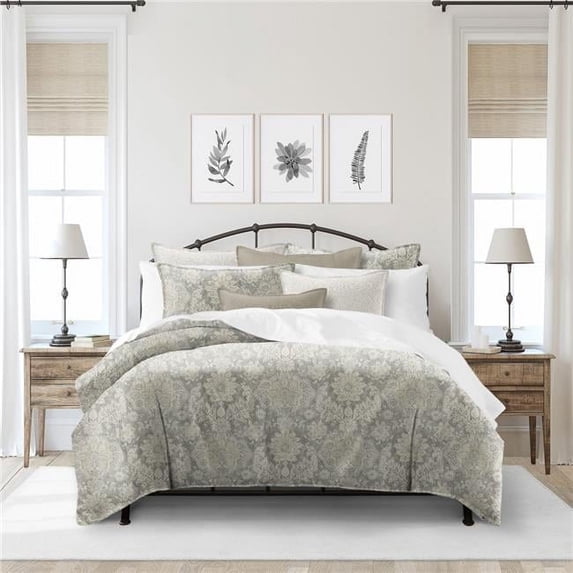 6ix Tailors OSH-MED-TAU-CVT-KG-3PC Osha Coverlet & 2 Pillow Shams Set, Taupe & Beige - King Size - 3 Piece