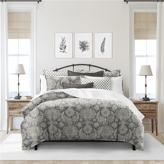Full Mocha and Charcoal Cotton Duvet Cover Set