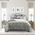 thumbnail image 1 of 6ix Tailors OSH-MED-MOC-DCV-QN-3PC Osha Duvet Cover & 2 Pillow Shams Set, Mocha & Charcoal - Queen Size - 3 Piece, 1 of 5