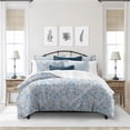 thumbnail image 1 of 6ix Tailors  Osha Duvet Cover & 2 Pillow Shams Set, Sky & Gray - California King Size - 3 Piece, 1 of 1