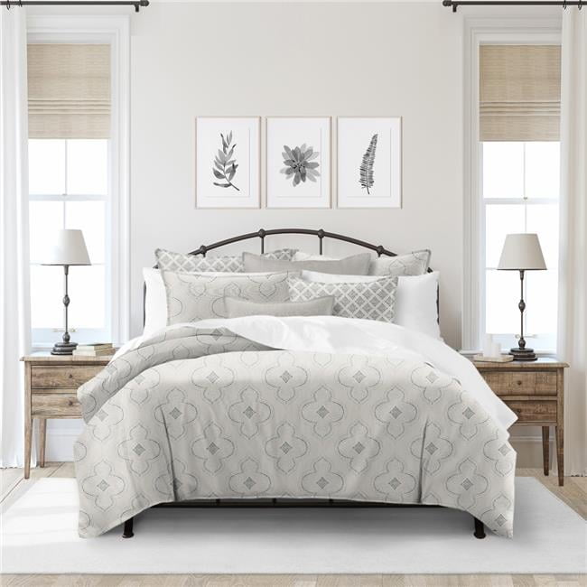 Shiloh Twin Linen Coverlet Set with Pillow Sham in Cream and Taupe