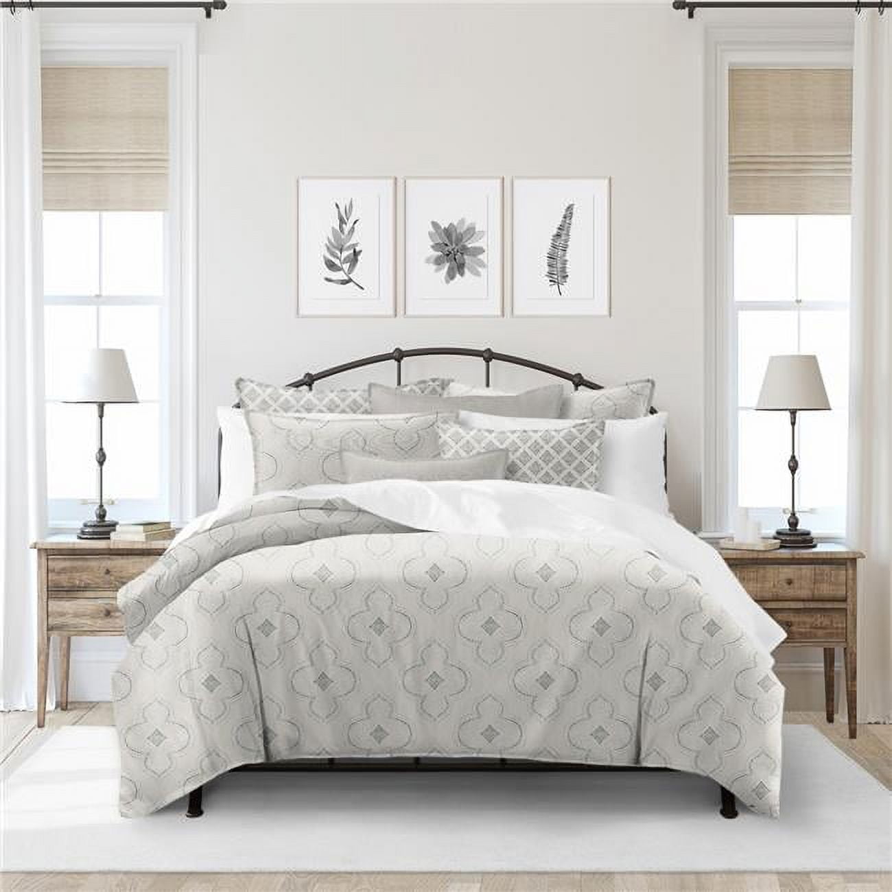 Shiloh Twin Linen Coverlet Set with Pillow Sham in Cream and Taupe