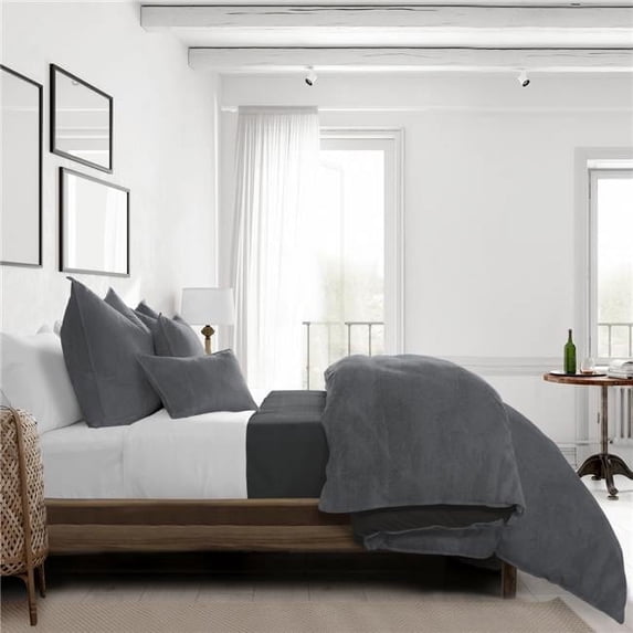 6ix Tailors Vanessa Comforter & 2 Pillow Shams Set, Charcoal - King Size - 3 Piece