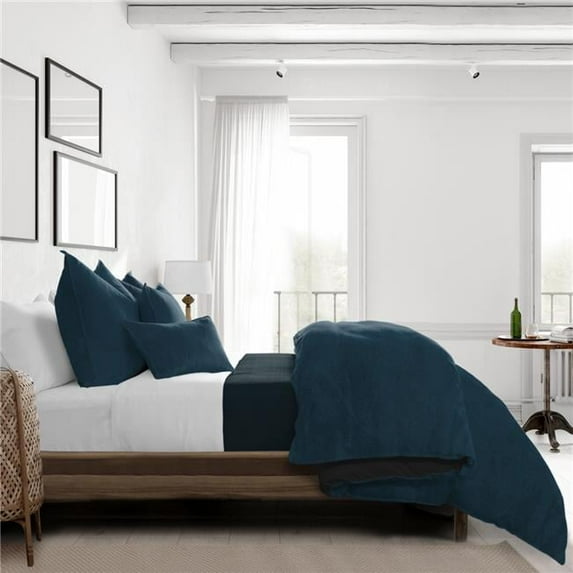 6ix Tailors Vanessa Comforter & 2 Pillow Shams Set, Navy - Super King Size - 3 Piece