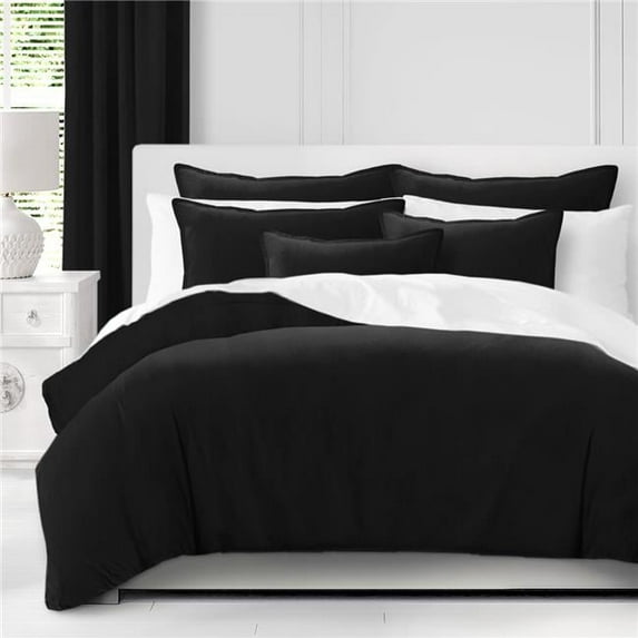 6ix Tailors Vanessa Coverlet & 2 Pillow Shams Set, Black - California King Size - 3 Piece