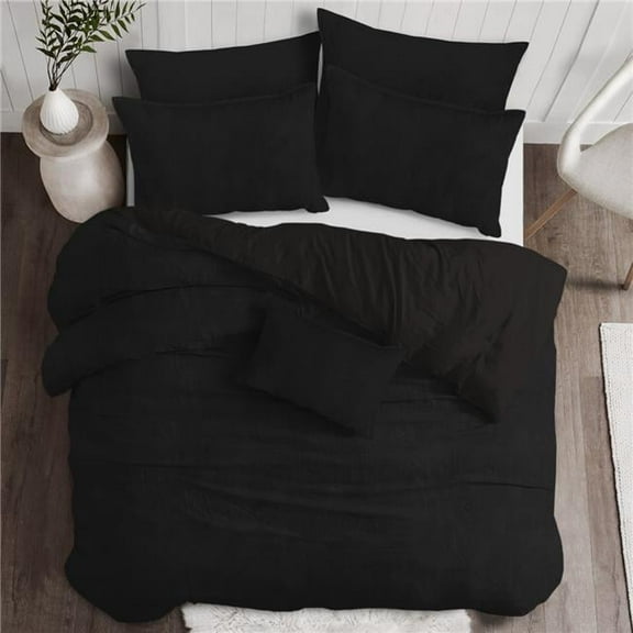6ix Tailors  Vanessa Duvet Cover & 2 Pillow Shams Set, Black - Queen Size - 3 Piece