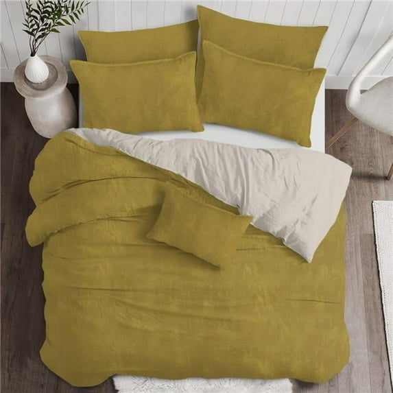 6ix Tailors Vanessa Duvet Cover & 2 Pillow Shams Set, Curry - Super King Size - 3 Piece