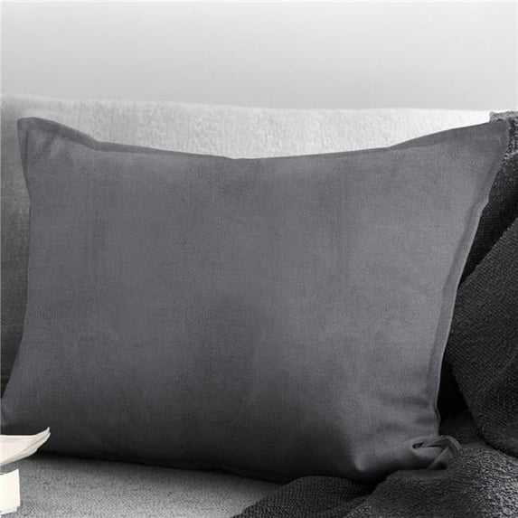 6ix Tailors Vanessa Oblong Decor Pillow with Feather Insert, Charcoal - 14 x 20 in.