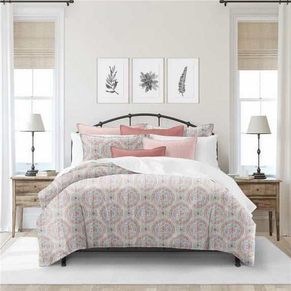 6ix Tailors ZAY-JUL-COR-CMF-SQ-3PC Zayla Coral Super Queen Comforter & 2 Pillow Shams Set - 3 Piece