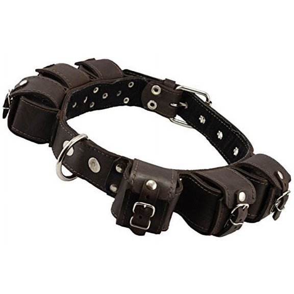 6lbs Genuine Leather Weighted Dog Collar for Exercise and Training. Fits 19"-24" Neck size