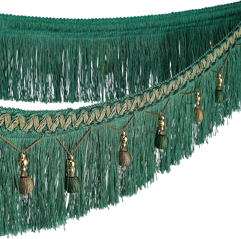 6m/6.6 Yards Hanging Beads Fringe Trim 4.4 Inch Wide Beaded Tassel Lace ...