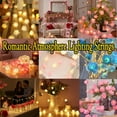 thumbnail image 1 of 6m LED Rose String Lights, Romantic Decorative Floral Garland Fairy Lighting for Bedroom, Wedding, Party, Valentine Home Decor, Warm White, Battery Powered Indoor Outdoor, HAODEJW, Pink, 1 of 8